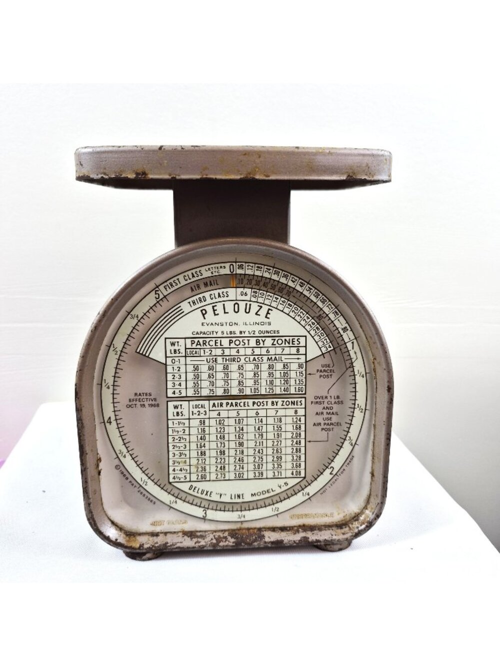Vintage Pelouze Y-5 Postal Scale 1968 5 lb Kitchen Farmhouse Decor USA